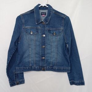 Children’s Place Dark Blue Button Up Denim Girls Jean Jacket Size 16 EUC